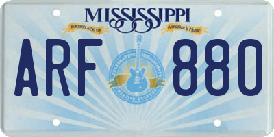 MS license plate ARF880