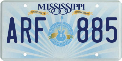 MS license plate ARF885