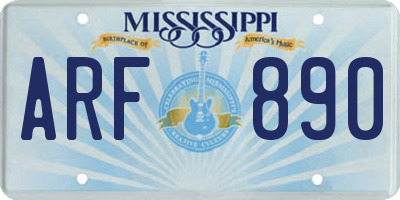 MS license plate ARF890