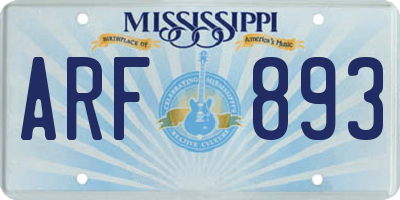 MS license plate ARF893