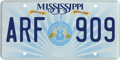 MS license plate ARF909