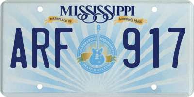 MS license plate ARF917