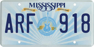 MS license plate ARF918