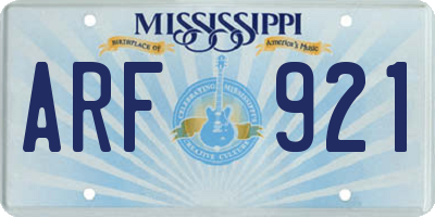 MS license plate ARF921