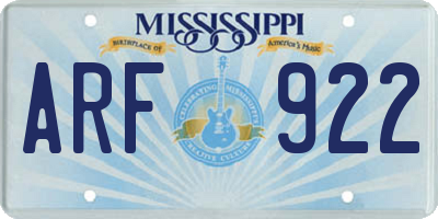 MS license plate ARF922