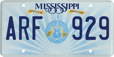 MS license plate ARF929
