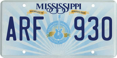 MS license plate ARF930