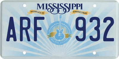 MS license plate ARF932