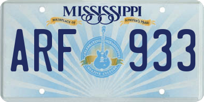 MS license plate ARF933