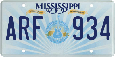 MS license plate ARF934