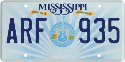 MS license plate ARF935