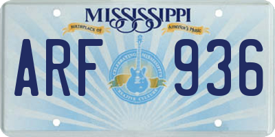 MS license plate ARF936