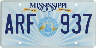 MS license plate ARF937