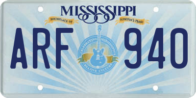 MS license plate ARF940