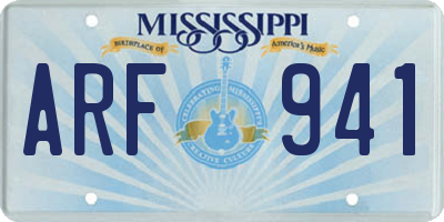 MS license plate ARF941
