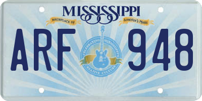 MS license plate ARF948