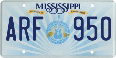 MS license plate ARF950