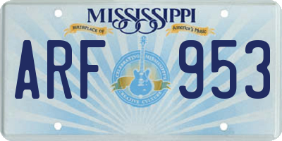 MS license plate ARF953