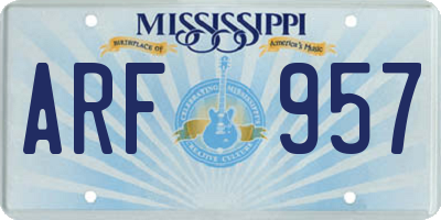 MS license plate ARF957