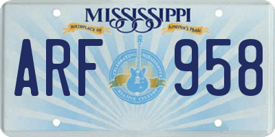 MS license plate ARF958