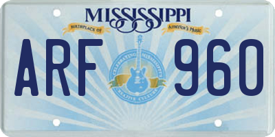 MS license plate ARF960