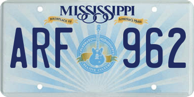 MS license plate ARF962