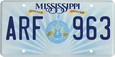MS license plate ARF963