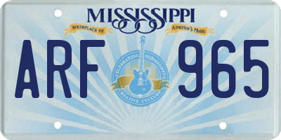 MS license plate ARF965