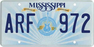 MS license plate ARF972