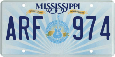 MS license plate ARF974
