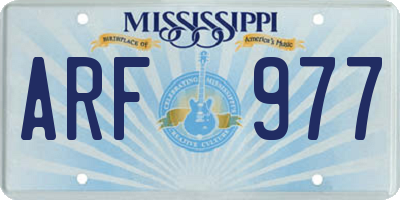 MS license plate ARF977