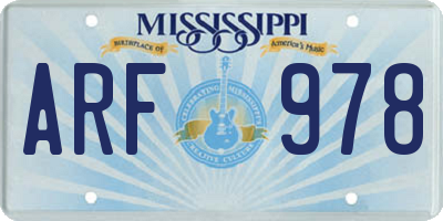 MS license plate ARF978