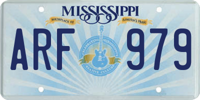 MS license plate ARF979