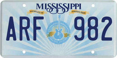 MS license plate ARF982