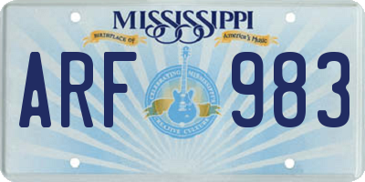 MS license plate ARF983