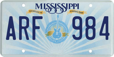 MS license plate ARF984
