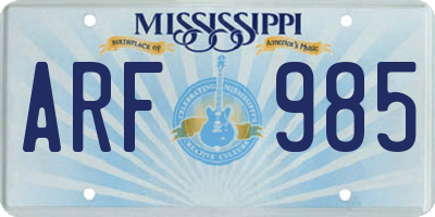 MS license plate ARF985
