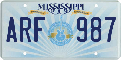 MS license plate ARF987