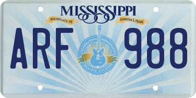 MS license plate ARF988