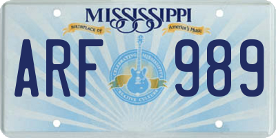 MS license plate ARF989