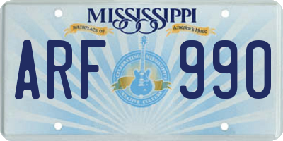 MS license plate ARF990