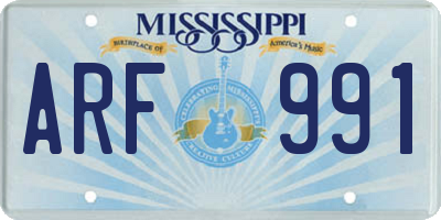 MS license plate ARF991