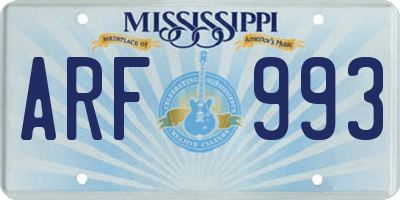 MS license plate ARF993
