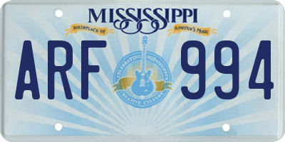 MS license plate ARF994