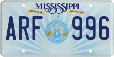 MS license plate ARF996