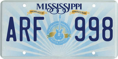 MS license plate ARF998