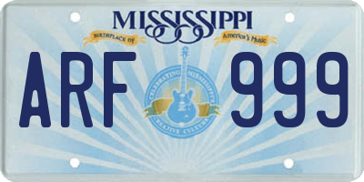 MS license plate ARF999