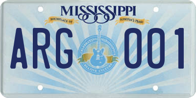 MS license plate ARG001