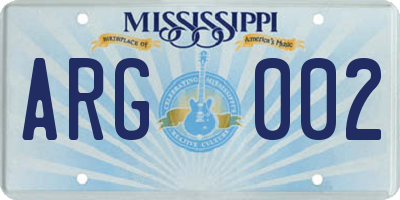 MS license plate ARG002