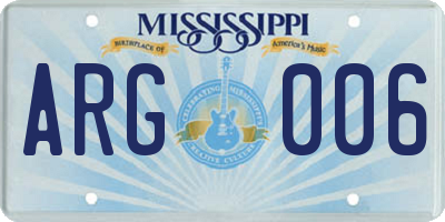 MS license plate ARG006